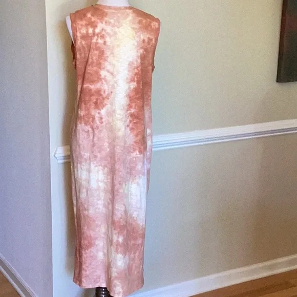 Universal Thread 100% cotton neutral tie dyed sleeveless midi column dress sz L - Picture 8 of 13